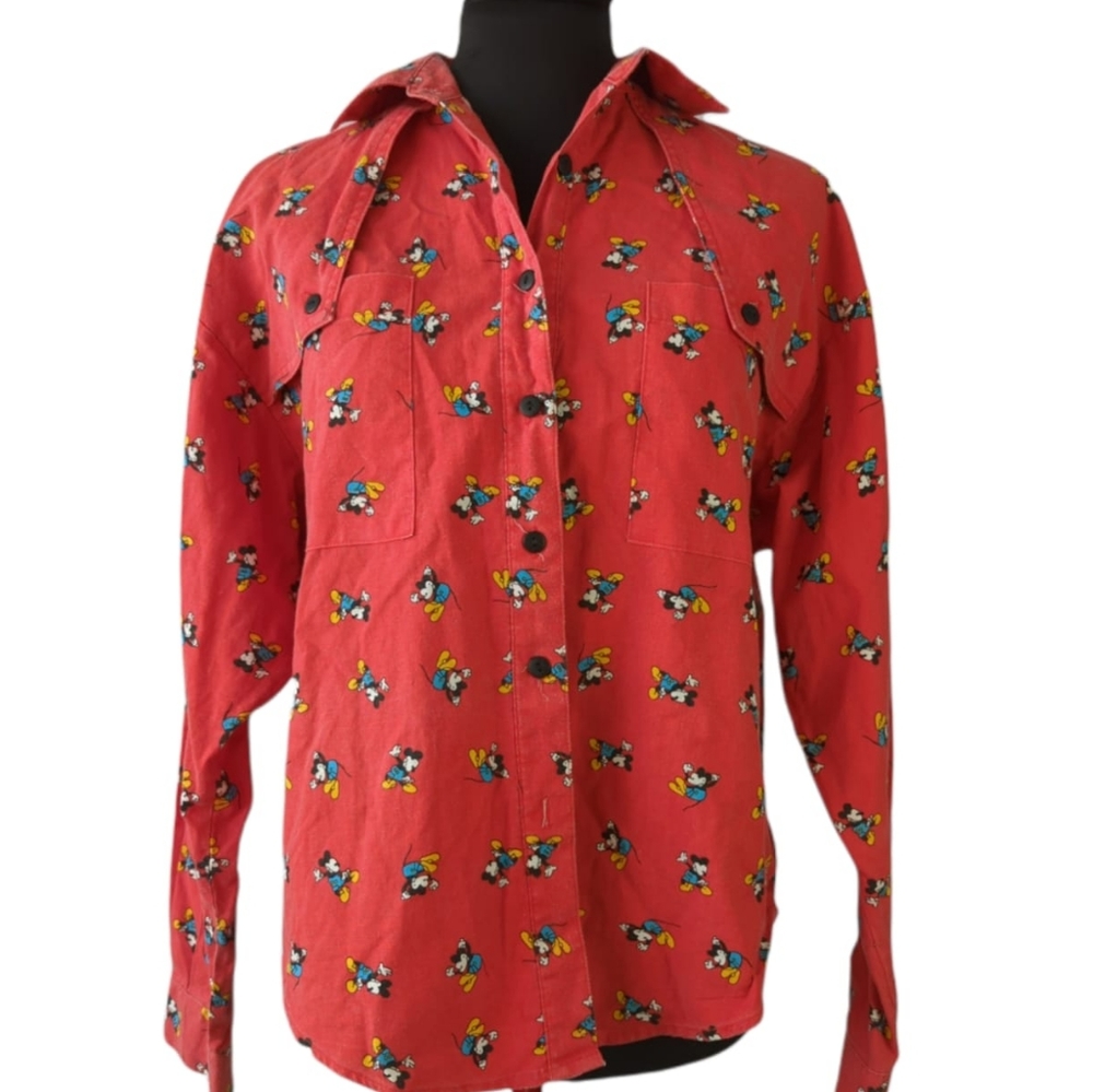 VINTAGE Disney Mickey Mouse Women's Button Down Size Medium
